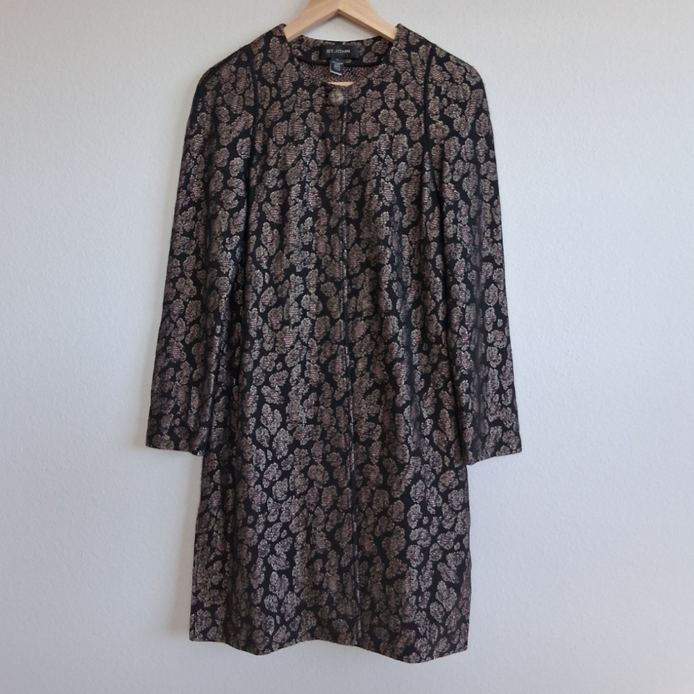 St. John Brocade Jacquard Knit Longline Blazer Jacket